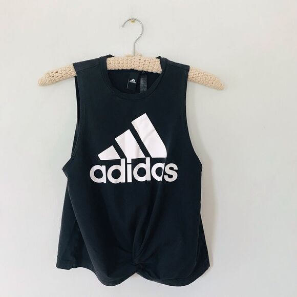 Adidas | black cropped tank top | size small - Picture 2 of 6